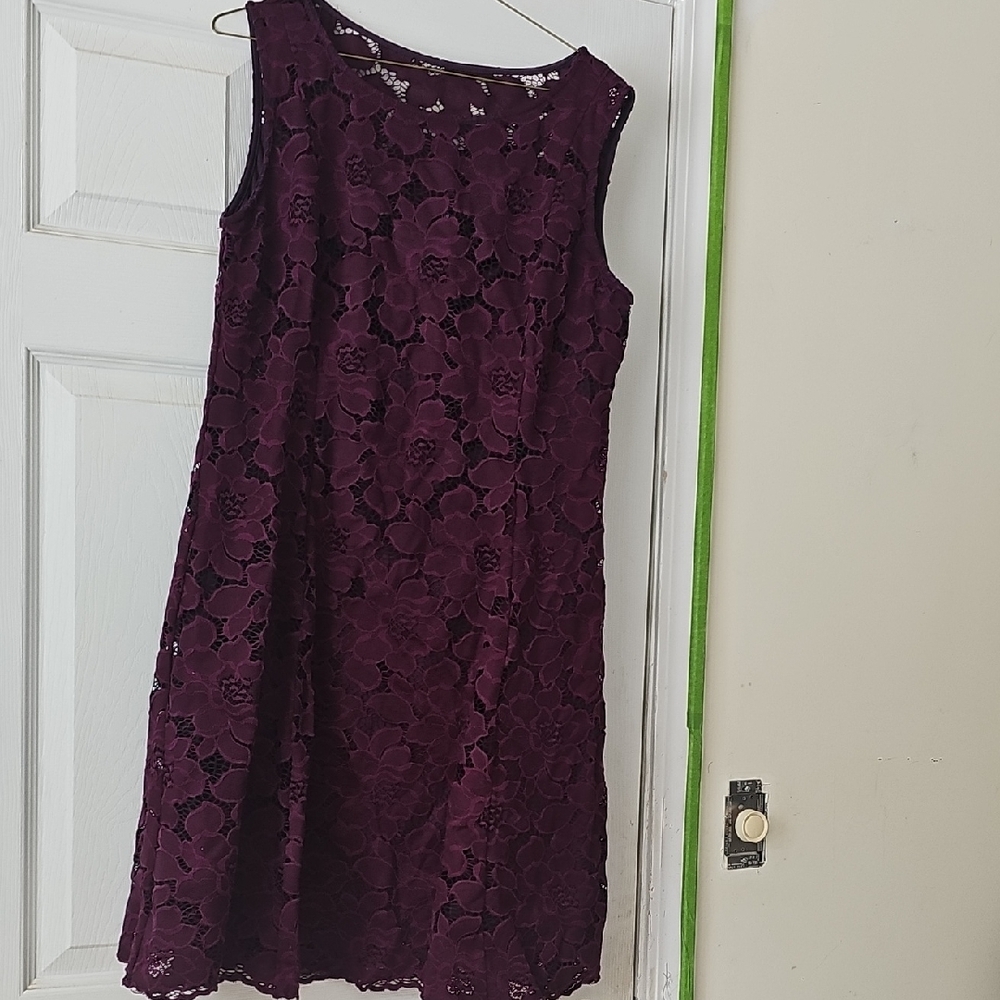 Liz Claiborne Deep Purple Lace Midi Dress